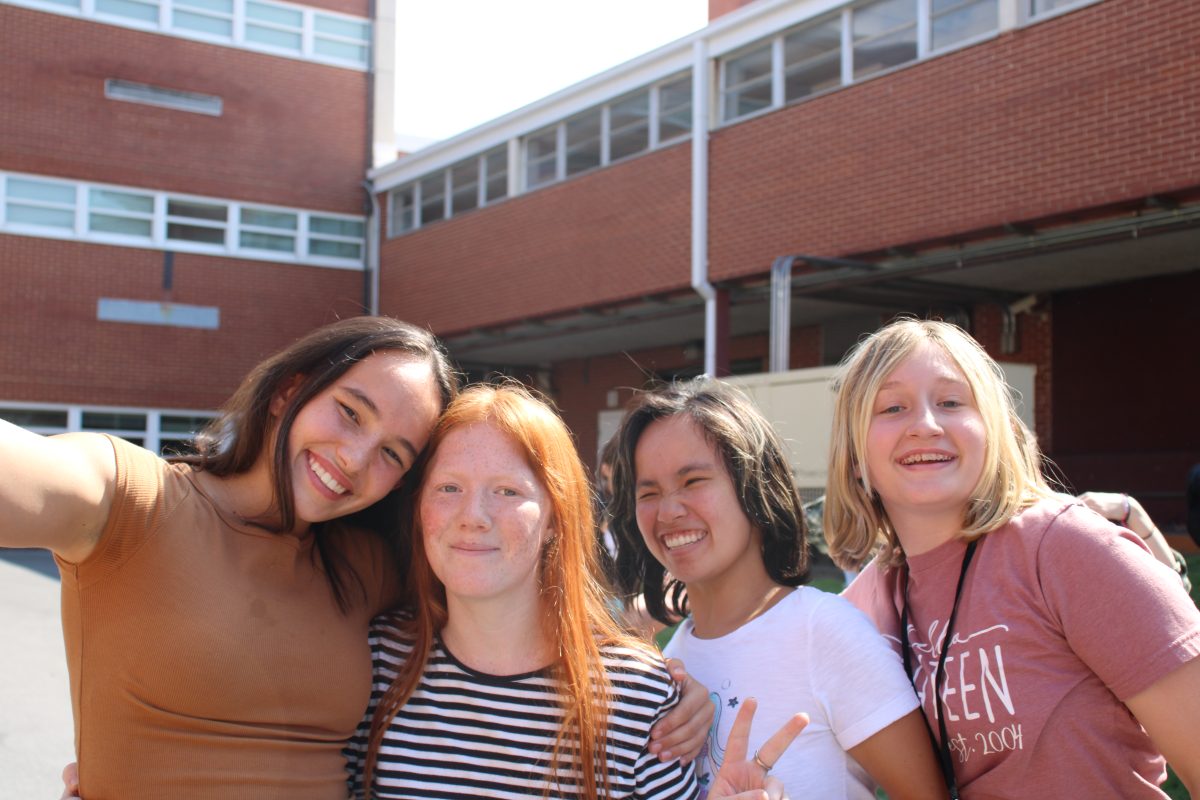 Squad members Lily Hughes, Lydia Henson, Mikayla Boldt, and  Maddie Boldt after practice