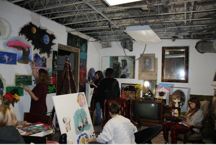 Artists express their creativity in the Art Club basement.