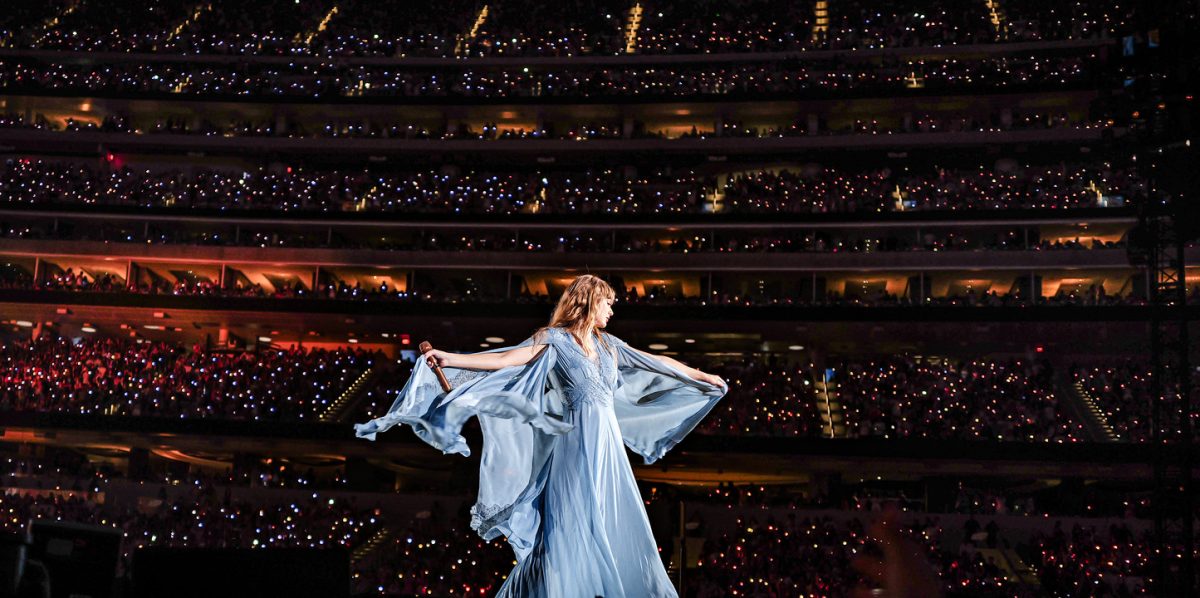 To live for the hope of it all" | Taylor Swift twirls around during her song "August," which takes place during the Folklore set of the tour