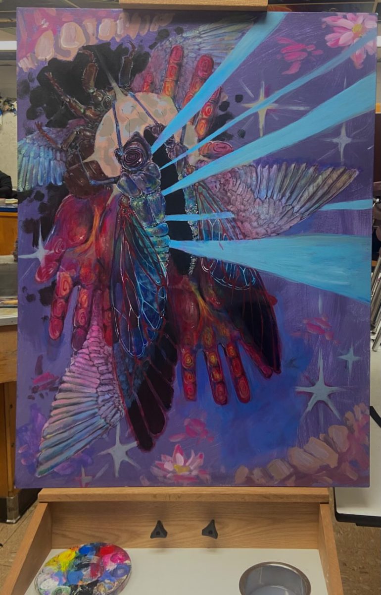 Ariana Rowell's painting, "Memento Vivere," in it's final stage before completion.