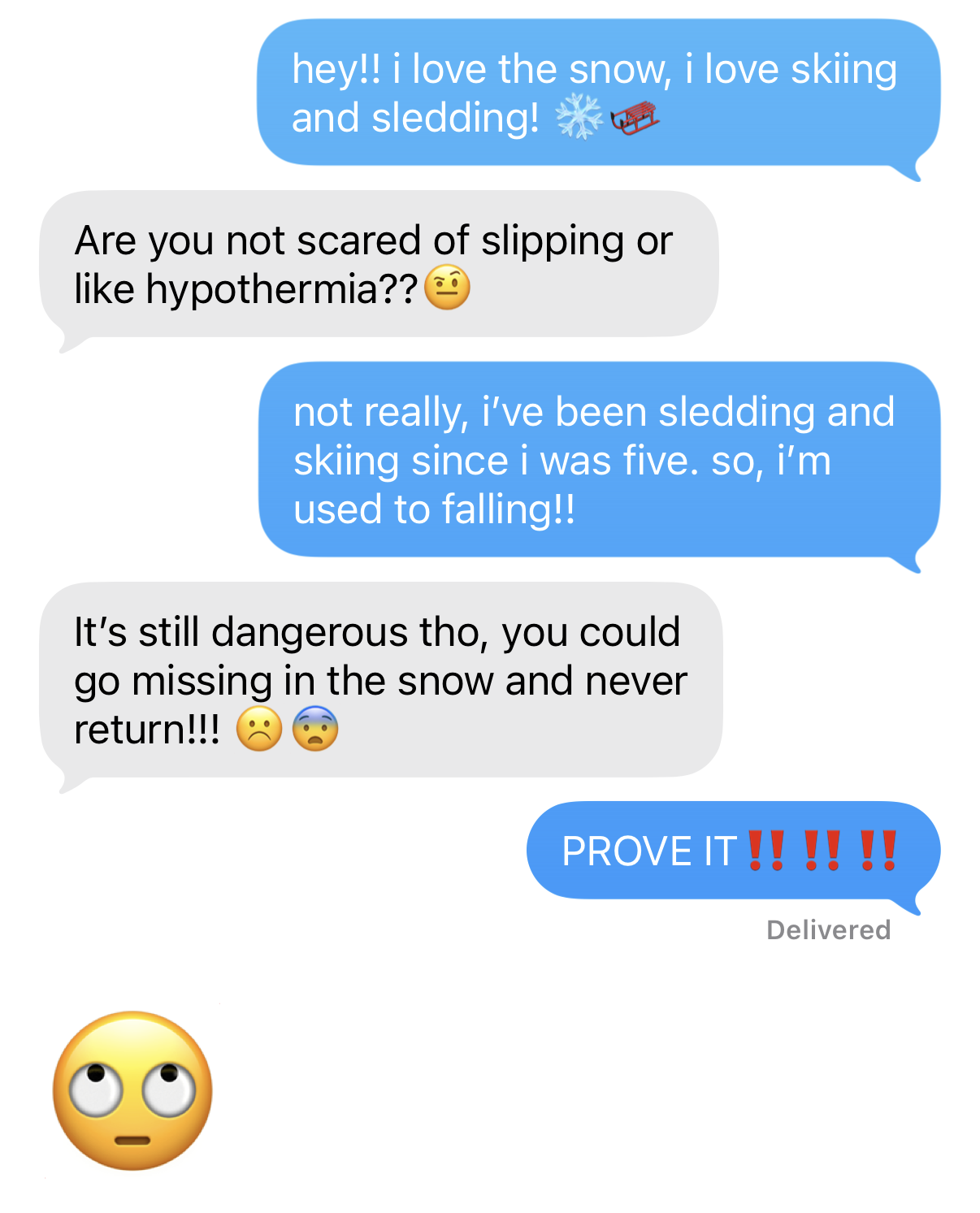 Mia Massengill and Jillian Thornburg argue about the holiday season in this screenshot of their text conversation.