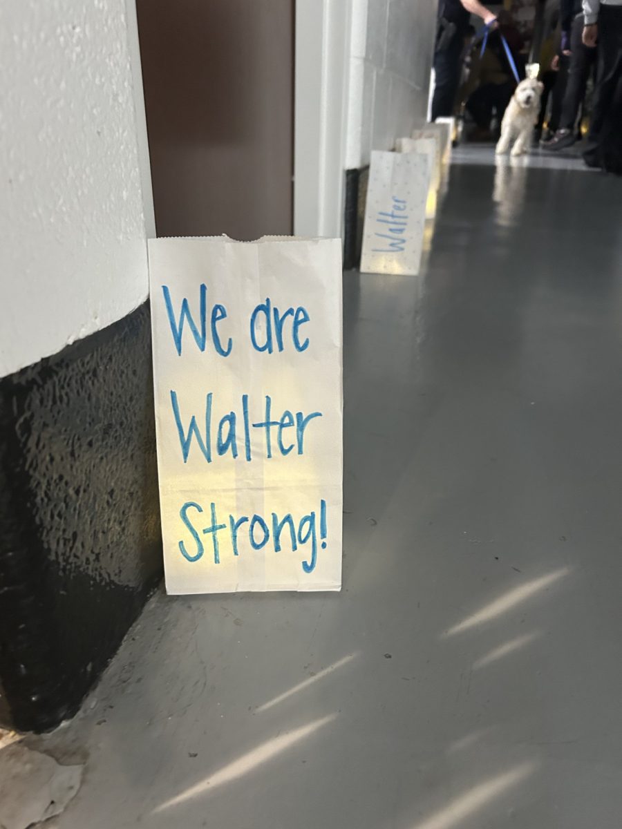 A bag decorated to celebrate Walter, highlighting that THS is "Walter Strong."