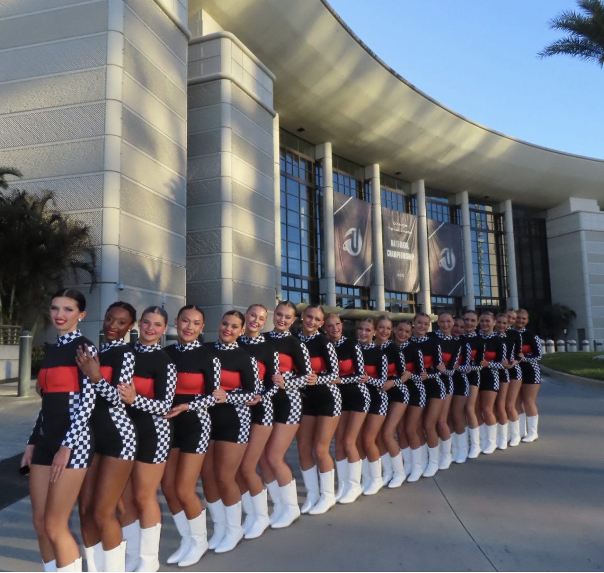 The Viking Dance Team standing outside DTU in costume for their showdown routine.