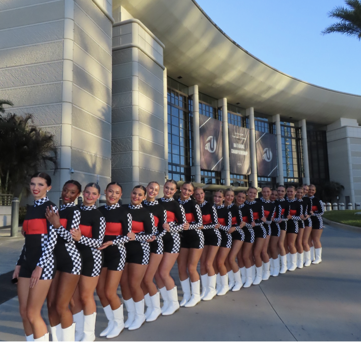 The Viking Dance Team standing outside DTU in costume for their showdown routine. 