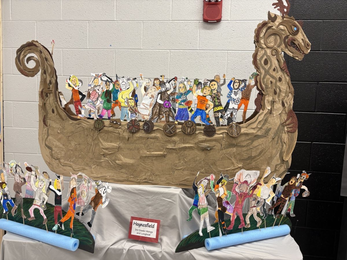 Haynesfield Elementary school 3rd grade students all contribute to Vikings and Longboat