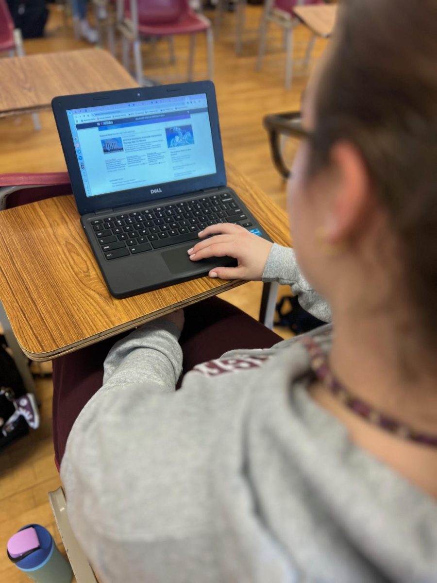 Student Scarlett Peel visits Allsides.com, a website designed to provide people with balanced news.  Typically, it focuses on a major news story and links articles an article from the left, right, and center, so readers can consider media bias as they inform themselves of recent issues.